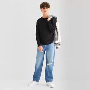 Set of 3 Boys Black Crew Neck Long Sleeve T-Shirt